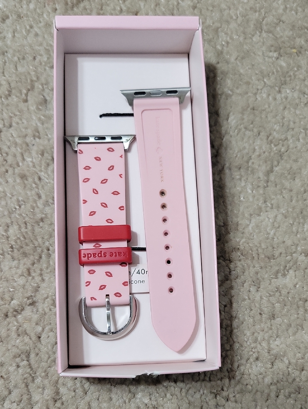 kate spade Pink Silicone Watch Band with Red Lip Print